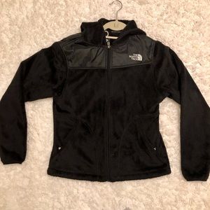 North face black fleece with hood size M